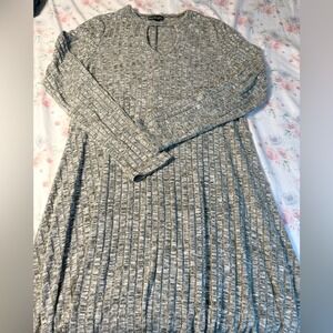 Kristin Nicole‎ Gray Textured Knit Dress Long Sleeve Keyhole Neck Women's XL